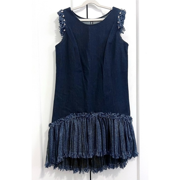 Adam Selman Sleeveless Denim Mini Dress in Dark Blue Wash - Size M - Picture 1 of 5